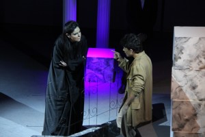 Arabic Antigone (Diana Sfeir) in jail with Jonas (Ali Shalabe)
